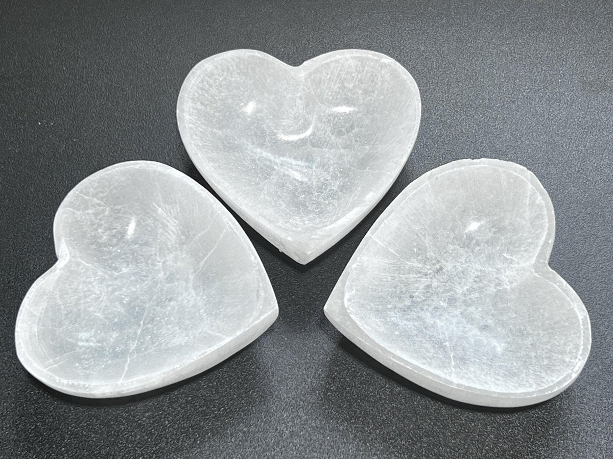 Selenite Satin Spar Crystal Heart Bowl Carving
