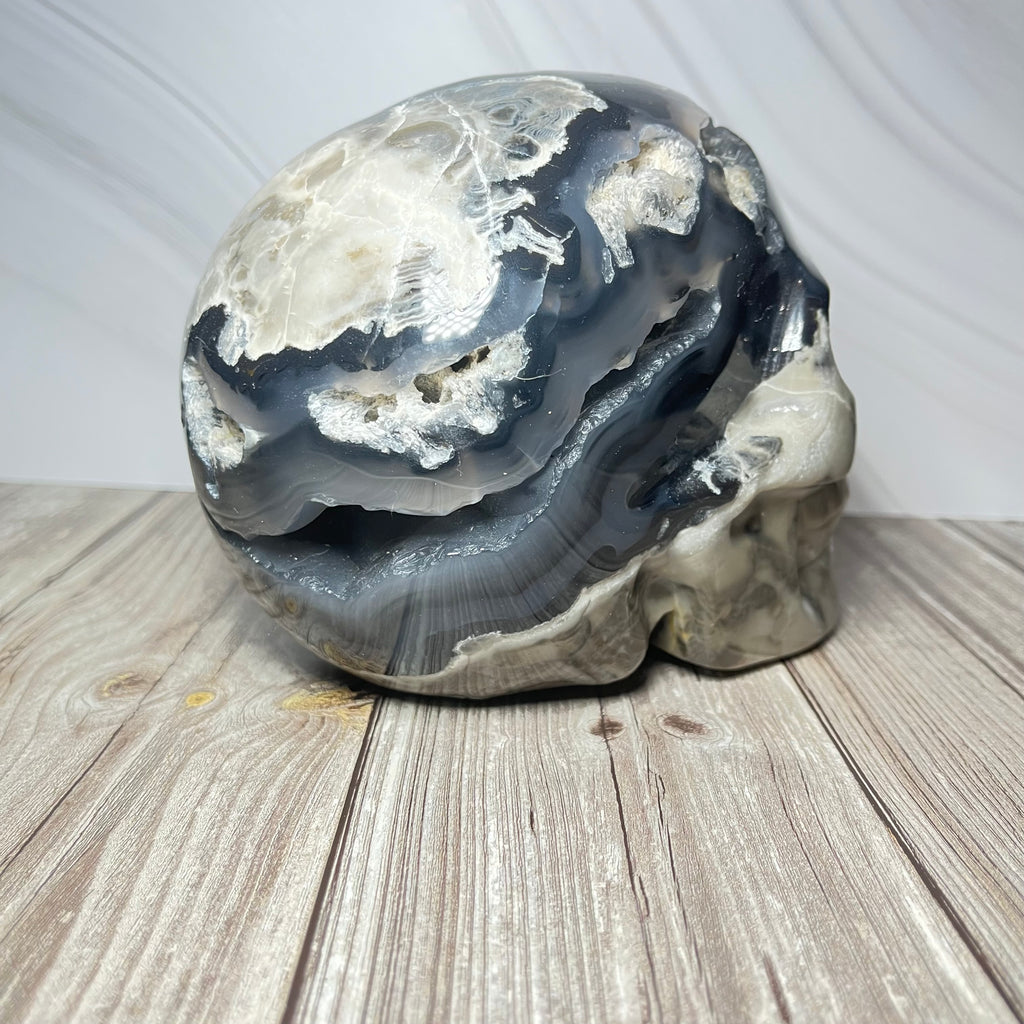 Huge volcano agate skull! 6.2lbs!